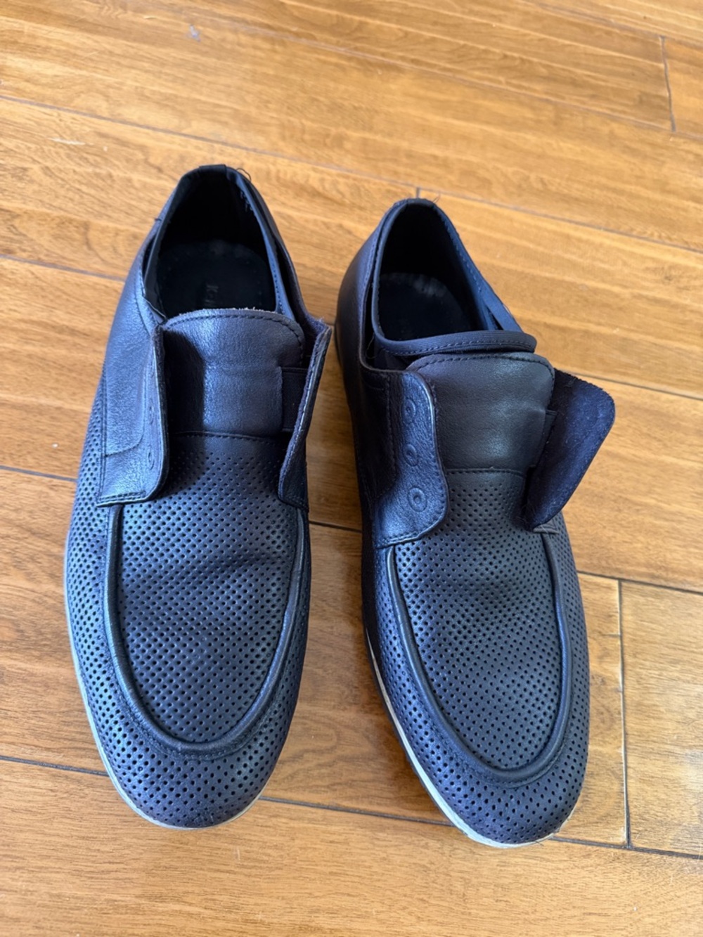Kenneth Cole Black Perforated Slip-On Loafers